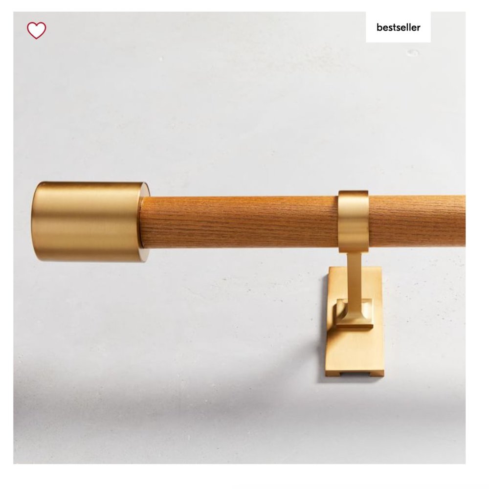 2 West Elm Mid-Century Wooden Rod - Wood/Brass